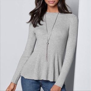 Venus Ribbed Knit Peplum Sweater Blouse